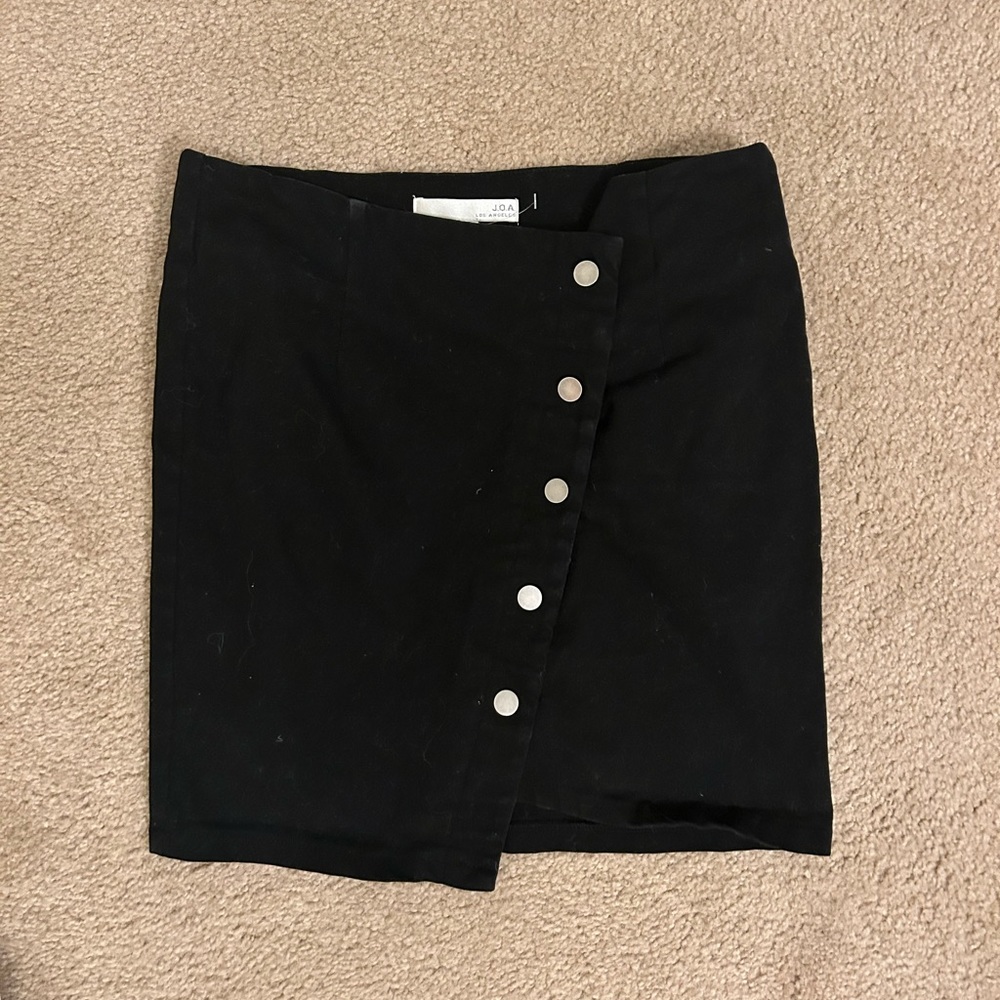 Asymmetrical Black Button Up Skirt